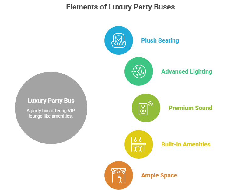 This image discusses the elements of a luxury party bus that make your experience far above the ordinary ride.