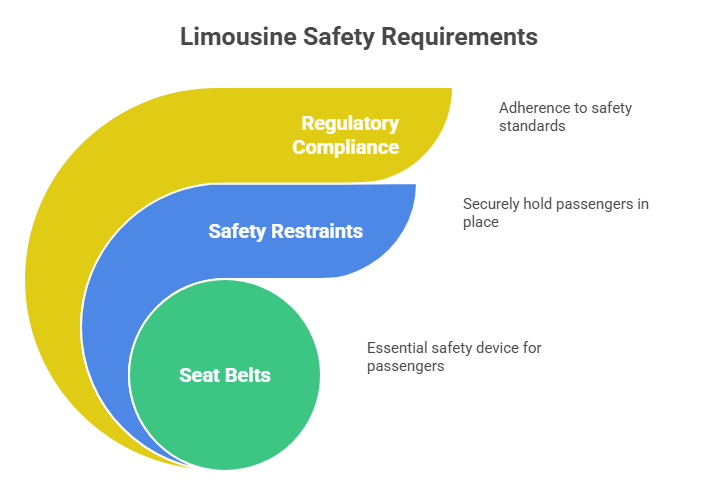 This image answers the question of “Do limos have seat belts?” by mentioning their safety features.